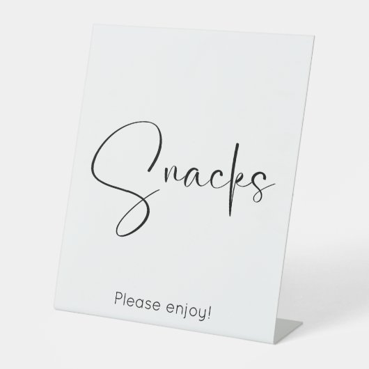 Moderne scriptsnacks reclamebord met voetstuk (Voorkant)