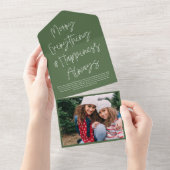 Moderne scripttraan weg foto-feestdag all in one uitnodiging (Afscheurbaar)