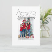 Moderne scripttypografie 1 foto Kerstfeestdag Feestdagenkaart (Staand voorkant)
