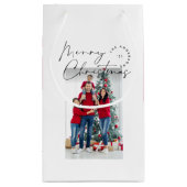 Moderne scripttypografie 1 foto Kerstfeestdag Klein Cadeauzakje (Achterkant)