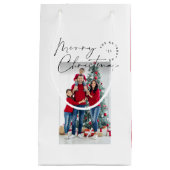 Moderne scripttypografie 1 foto Kerstfeestdag Klein Cadeauzakje (Voorkant)