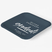 Moderne scripttypografie blauw afstuderen papieren bordje (Gebogen)