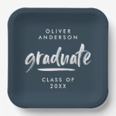 Moderne scripttypografie blauw afstuderen papieren bordje (Voorkant)