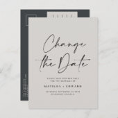 Moderne scripttypografie bruiloft wijzig de datum aankondigingskaart (Voorkant / Achterkant)