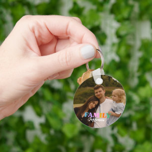 Moderne scripttypografie foto minimalistische fami sleutelhanger