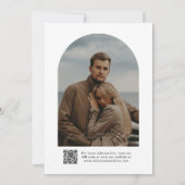 Moderne scripttypografie | QR-code boogfoto Save The Date (Achterkant)