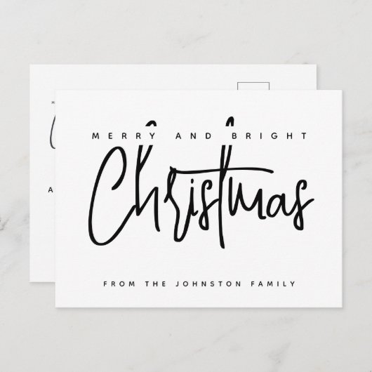 Moderne scripttypografie Verry Kerstmis Briefkaart (Voorkant / Achterkant)