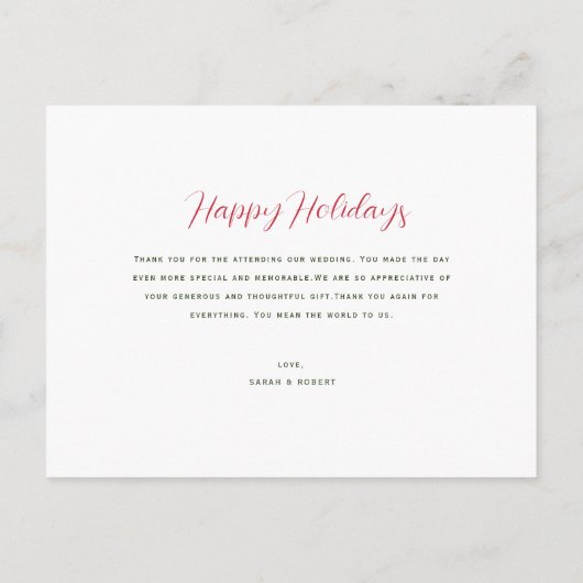 moderne scriptvakantieaankondiging briefkaart (Achterkant)