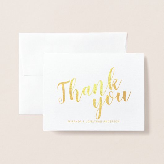 Moderne scriptweddenschap Bedankt Gold Folie Kaarten (Voorkant met envelop)