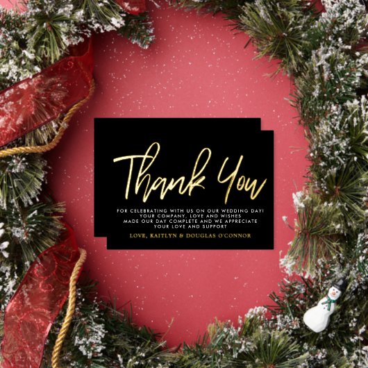 Moderne scriptweddenschap Echt bedankt Folie Uitnodiging (Insitu)