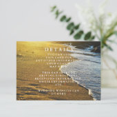 Moderne Seashore Beach Sand Wedding Informatie Informatiekaartje (Staand voorkant)
