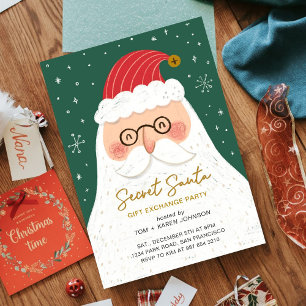 Moderne Secret Santa cadeau-uitwisseling Rood & Gr Kaart