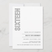 Moderne Seize 16e anniversaire Invitation de fête (Devant)