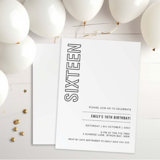 Moderne Seize 16e anniversaire Invitation de fête