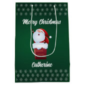 Moderne Seizoensgebonden Kerstman Vrolijk Kerstfee Medium Cadeauzakje (Achterkant)