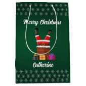 Moderne Seizoensgebonden Kerstman Vrolijk Kerstfee Medium Cadeauzakje (Voorkant)