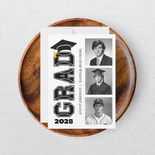 Moderne Senior Honkbal Speler Foto Afstuderen Kaart
