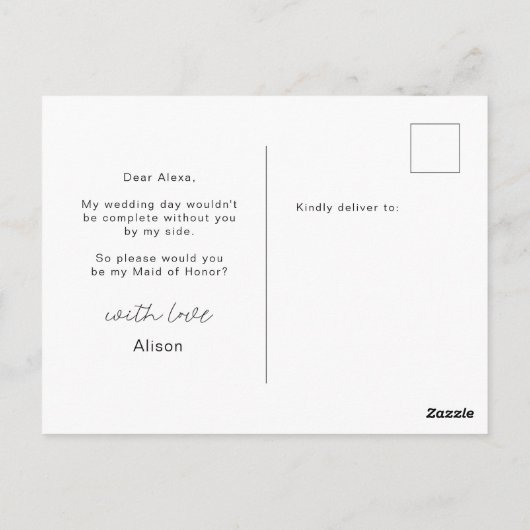 Moderne Sereniteit | Maid of Honor Briefkaart (Achterkant)