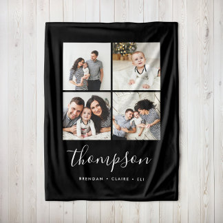 Moderne serie monogram instagram fotocollage fleece deken