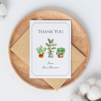 Moderne Serif Botanische Groen Dankjewel Kaart