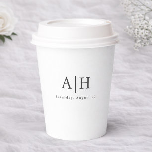 Moderne Serif Monogram Huwelijksfeest Papieren Bek Bekers