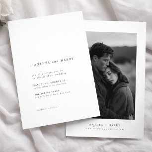 Moderne Serif Typografie Zwart-Wit Trouwfeest Kaart