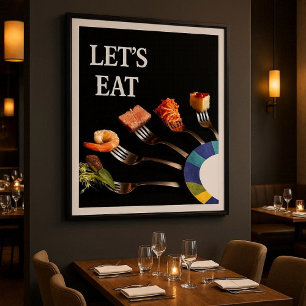 Moderne serviesvorkkunst voor eetgelegenheden poster