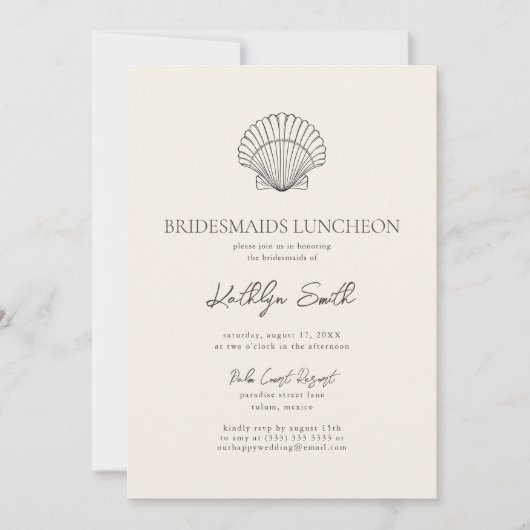 Moderne Shell Beach Ocean Bruidsmeisjes Luncheon Kaart (Voorkant)