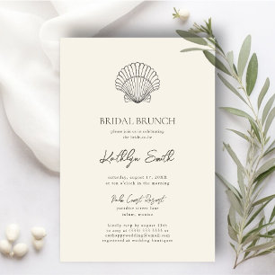 Moderne Shell Strand Oceaan Bruiloft Bruids Brunch Kaart