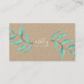 Moderne sierlijke bloementurquoise waterverf kraft visitekaartje (Voorkant)