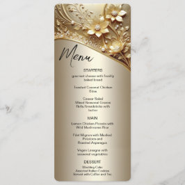 Moderne Sierlijke Gouden Bloem met Parels Menu