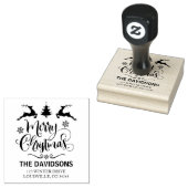 Moderne sierlijke Kerstmis Script Monogram Rubberstempel (Gestempeld)
