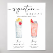 Moderne Signature Drinken Trouwbord Bar Teken Poster (Voorkant)