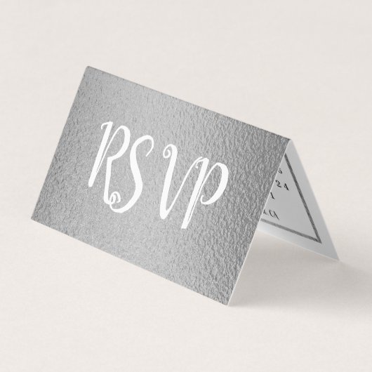 Moderne Silver Foil Agenda RSVP-kaart Visitekaartjes (Voorkant)