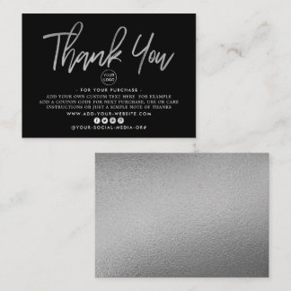 Moderne Silver Foil Script Business Hartelijk dank Informatiekaartje