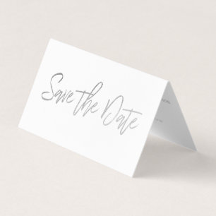 Moderne Silver Foil Script Photo Save the Date Car Visitekaartjes