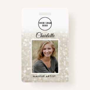Moderne Silver-Gold Glitter werknemer Foto ID Badge