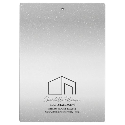 Moderne Silver Metal Custom Real Estate Agent Klembord (Achterkant)