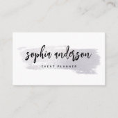 Moderne Silver-penseellijn en -script op wit Visitekaartje (Voorkant)