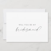 Moderne Silver Script Bridesmaid proposal Kaart (Voorkant)