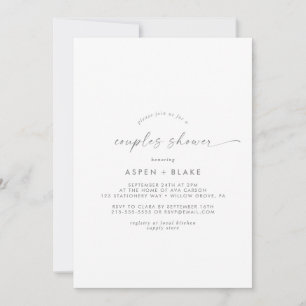 Moderne Silver Script Couples Shower Invitation Kaart