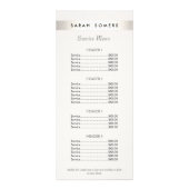 Moderne Silver Striped Salon White Price List Menu (Voorkant)
