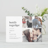 Moderne Silver Typografie Beter samen 3 Foto Save The Date (Staand voorkant)