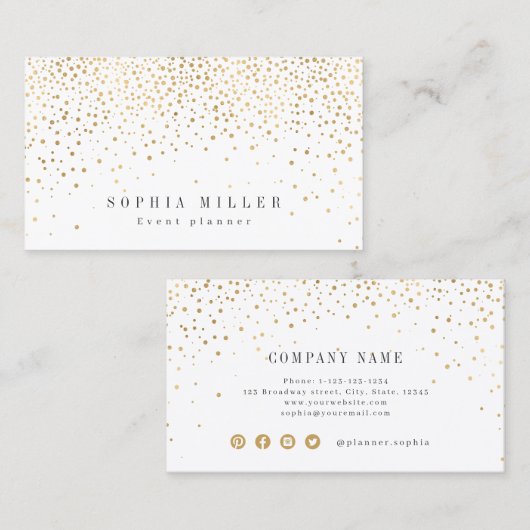 Moderne, simpele faux goudglitter professional visitekaartje (Voorkant / Achterkant)