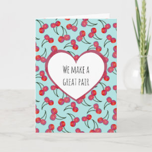 Moderne & Simpele Grappige Kersen Patroon Jubileum Kaart