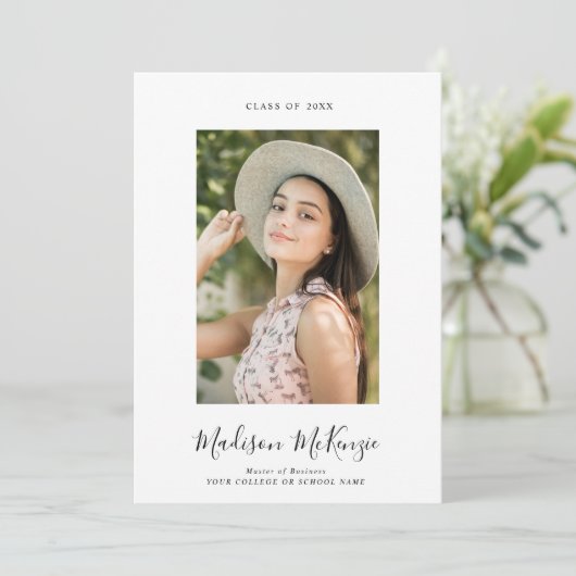 Moderne Simple 5 Photo Calligraphy Easy Afstuderen Kaart (Staand voorkant)