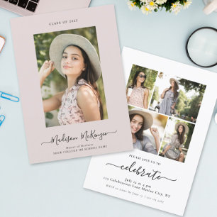 Moderne Simple 5 Photo Calligraphy Easy Afstuderen Kaart