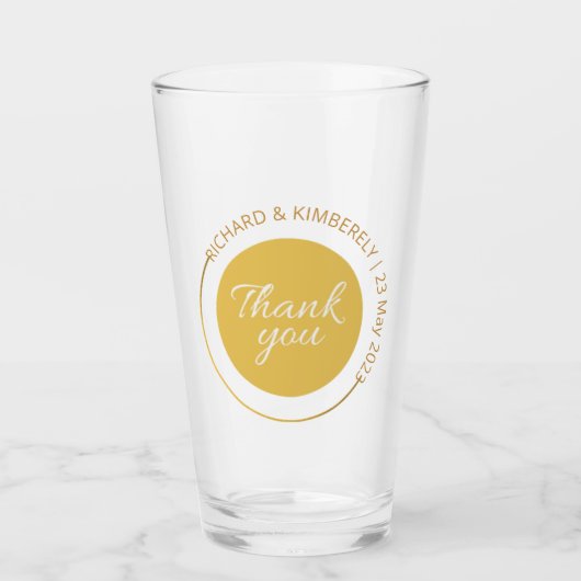 Moderne Simple Add Couple Name Date Bedankt Glas (Voorkant)