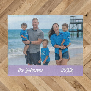 Moderne Simple Beach Family Photo Jigsaw Puzzle