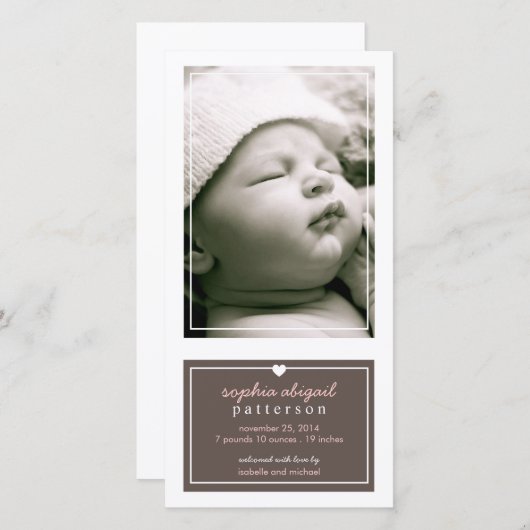 Moderne simple bébé fille Faire-part de naissance (Devant / Derrière)